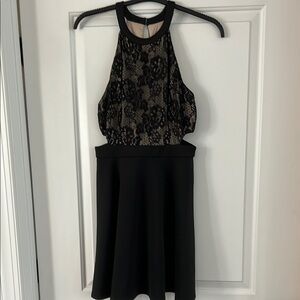 Speechless Black and Beige Lace Mini Dress